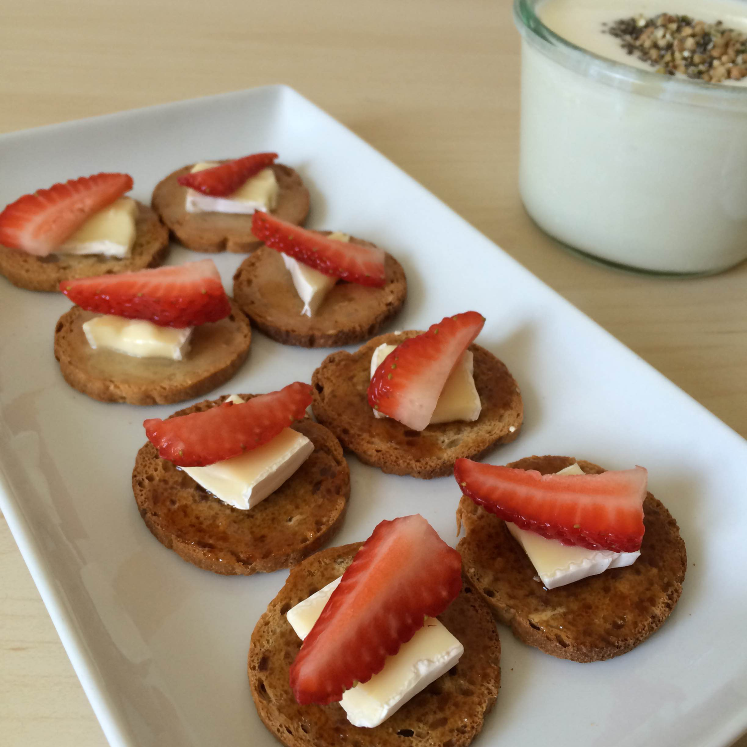 Strawberry Brie Cheese Canapé (Honey Snack)