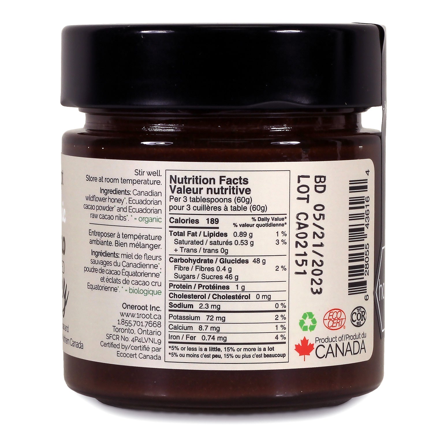 Organic Cacao Infused Honey - 300g - organic cacao nibs canada