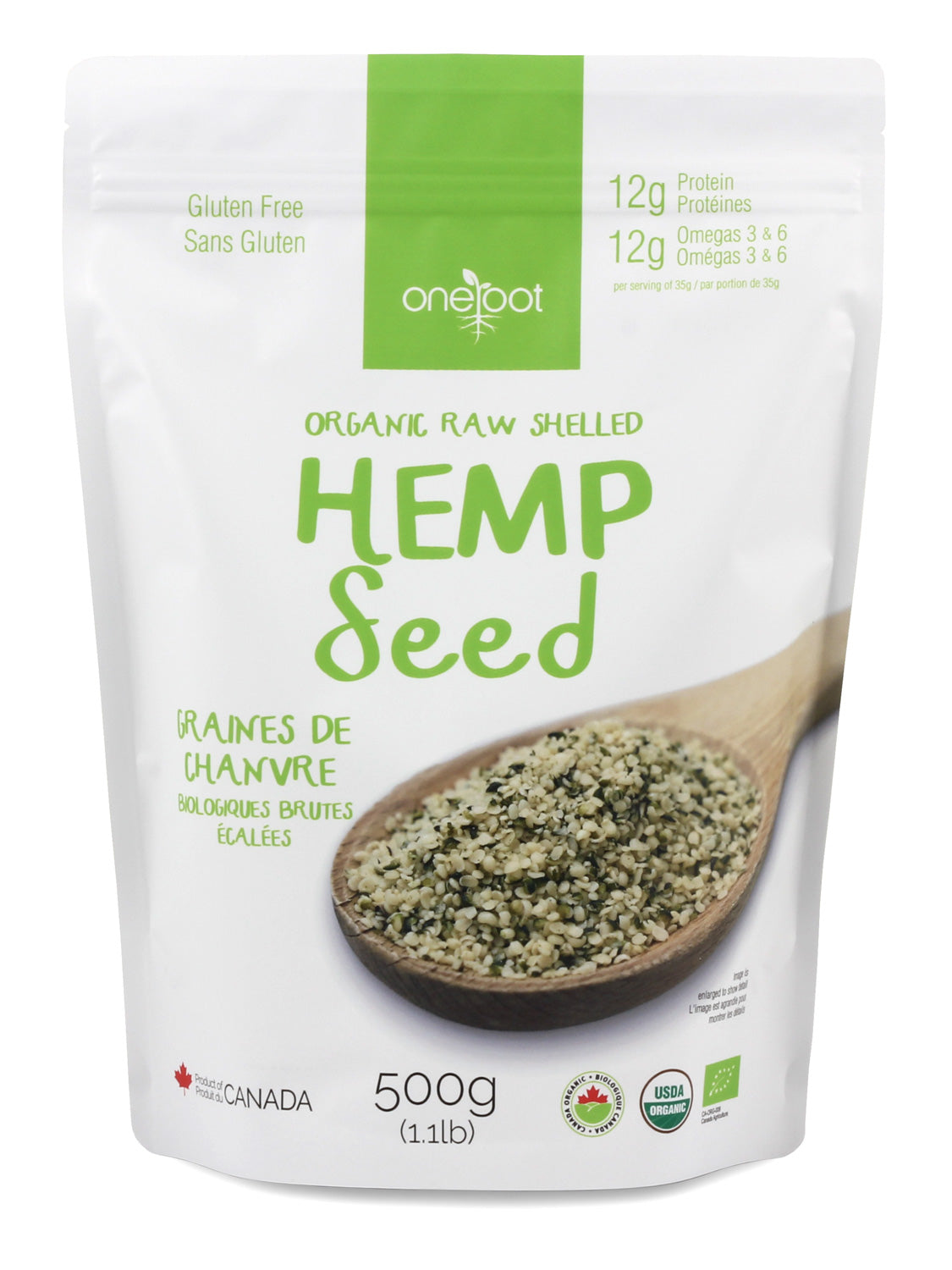 Organic Raw Shelled Hemp Seeds - 500g - shop hemp seeds online in Canada - hemp seeds - organic hempseed