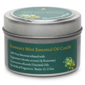 Rosemary Mint Essential Oil Tin Beeswax Candle